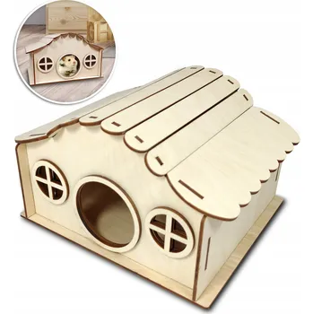 DŘEVĚNÝ DOMEČEK PRO KŘEČKA MYŠ HLODAVCE KLEČ