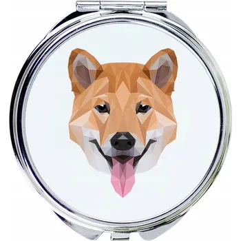 Obraz Kompaktní kapesní zrcátko Shiba Inu s geometrickým psem