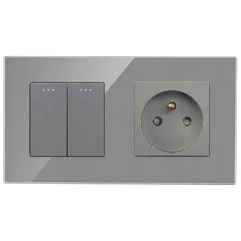 vypínač MECHANICKÝ KLÁVESOVÝ SPÍNAČ 2K DVOJITÝ + SKLENĚNÁ ZÁSUVKA