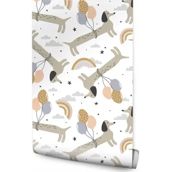 Fototapeta Tapeta pro děti JEZEVČÍCI Balónky Obláčky Duha