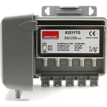 Příjem digitálního pozemního vysílání Anténní předzesilovač Emme Esse 83211TG, na stožár, 5G, 1xlog(DAB plus UHF), plus 25dB