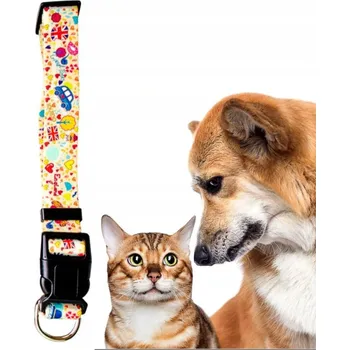 Obojek pro psa Látkový obojek LONDON Pili pro psa kočku XL Béžový, nastavitelný