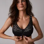 Podprsenka z bavlny a krajky, zapínání vpředu, bez kostic černá 105D