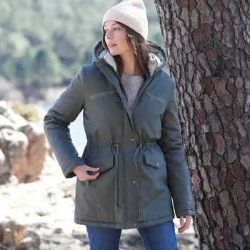 Dámská bunda Nepromokavá parka s fleecovou podšívkou khaki 40