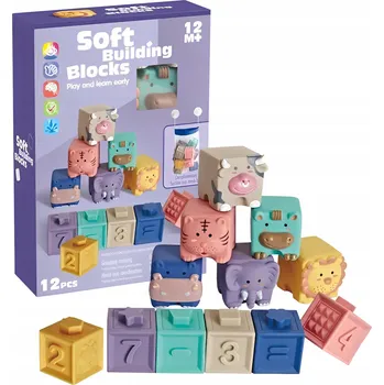 ostatní stavebnice EDUKAČNÍ MĚKKÉ GUMOVÉ SENZORICKÉ STAVEBNICE 12 KS