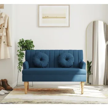 Otoman vidaXL Lavice s polštáři 113x64,5x75,5 cm umělá semišová kůže [372135] Barva: Modrá