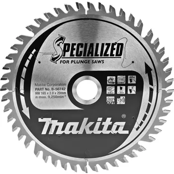 Pilový kotouč MAKITA kotouč pilový corian SPECIALIZED 165x2x20 mm 48 zubů pro ponorné pily B-56742