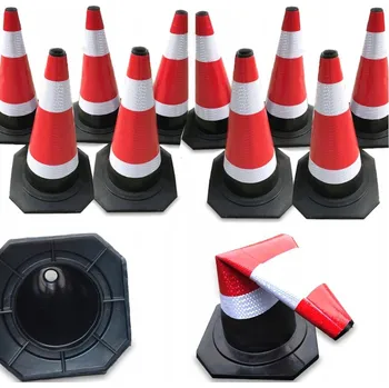 Dopravní značení DOPRAVNÍ KUŽEL SVĚTELNÝ VÝSTRAŽNÝ SET 10 KUSŮ SKLÁDACÍ REFLEXNÍ 60 cm