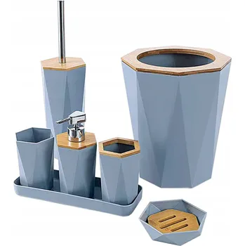 WC štětka Sada koupelnových doplňků, 7 dílů: koš a WC štětka