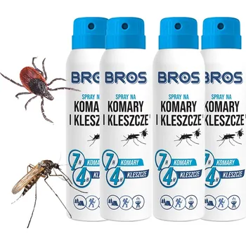 Repelent SPREJ PROTI KOMÁRŮM A KLÍŠŤATŮM BROS ODPUZOVAČ AŽ NA 7 HODIN 90 ML - 4 ks