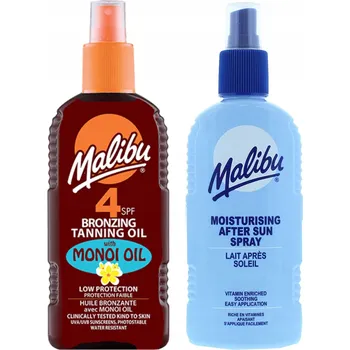 Přípravek na opalování Malibu SPF4 Opalovací Olej s Monoi + Balzám Ve Spreji Po Opalování 200 Ml