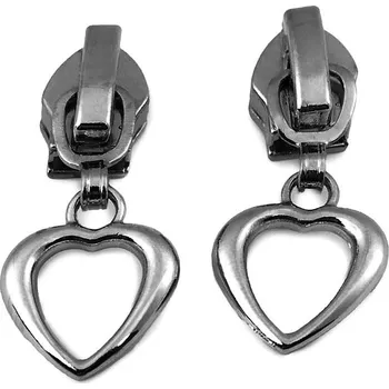 Zip Jezdec ke spirálovým zipům No 5 srdce, hvězda, květ Varianta: 5 nikl černý srdce, Balení: 30 ks