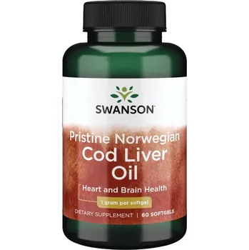 Přírodní produkt Swanson Cod Liver Oil Pristine Norwegian 1000 mg 60 cps.