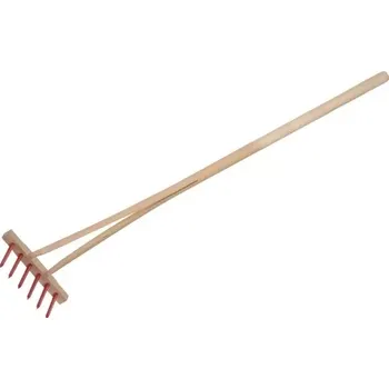 Hrábě Teddies hrábě červené s násadou s 6 kolíky dřevo/plast 90cm nářadí
