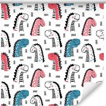 Tapeta Tapeta pro děti s barevnými dinosaury a puntíky