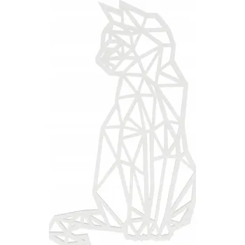 Obraz Nástěnná dekorace obraz prolamovaný velký BÍLÝ GEOMETRICKÝ KOČKA KOTĚ 3D 27 cm