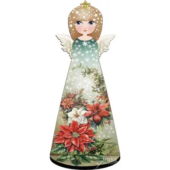 Vánoční dekorace Dřevěný stojací anděl, Vánoční hvězda