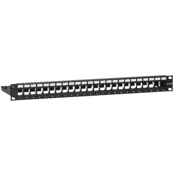 Patch panel MMCPNLX24SIJ2MIL Patch panel pro 24 modulů Leviton (UTP i STP), zadní hrazda, 1U, černý