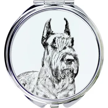 Kosmetické zrcátko Kompaktní kapesní zrcátko s fotkou psa – knírač/schnauzer