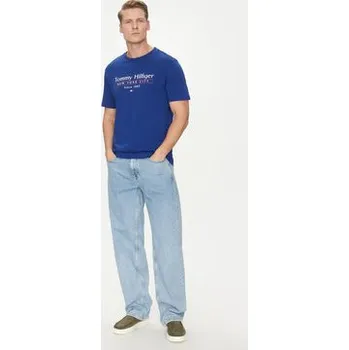 Tommy Hilfiger T-Shirt Center Stack MW0MW38621 Modrá Regular Fit XS