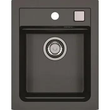 Granitový dřez Jednokomorový granitový dřez Alveus k zapuštění černý + sifon s výpustí pop-up