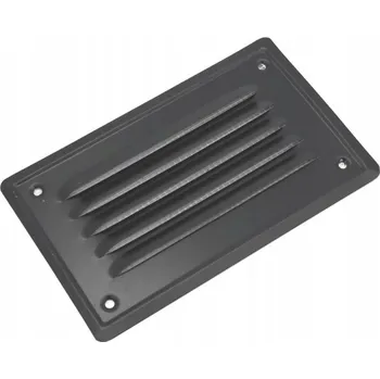 Větrací mřížka Kovová šikmá Ventilační mřížka 7x14cm grafit vyrobená z pozink plechu a pletiva