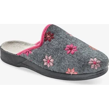 Dámské pantofle Pantofle s vyšívanými kytičkami šedý melír 39