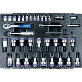 Sada nářadí King Tony SADA NÁSTRČNÝCH KLÍČŮ 1/4" 4-13mm TORX HEX BIT 37ks S RÁČNOU 9-7537MR