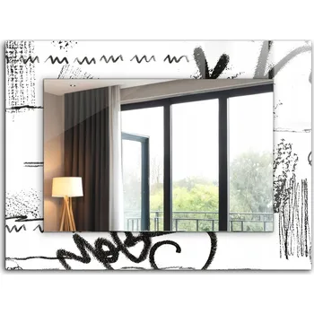Zrcadlo Loftové závěsné zrcadlo s potiskem 80x60 Abstraktní Moderní ornamenty