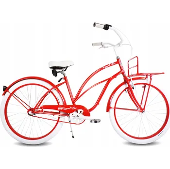 Městské kolo Dámské městské kolo 26" cruiser RUBY ROYALBI červené, 3 rychlosti Shimano