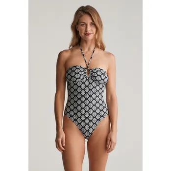Dámské plavky PLAVKY GANT MONOGRAM PRINT SWIMSUIT BLACK