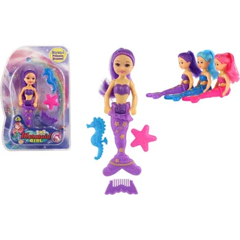 Panenka Teddies Panenka mořská panna s doplňky plast 15cm 3 barvy