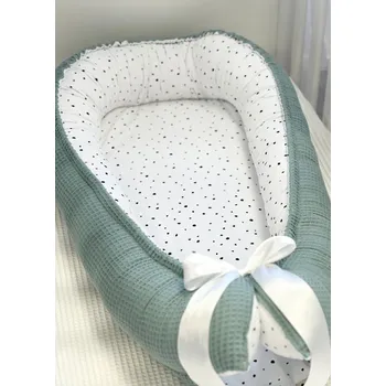 Hnízdečko pro miminko Hnízdečko pro miminko - vaflové setarozelené s puntíky