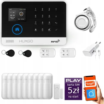 Sada domovního alarmu Bezdrátový alarm GSM + WiFi s aplikací TUYA, sada, HUXGO HXA003