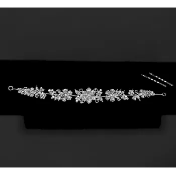 Čelenka Štrasová ozdoba do vlasů - stříbrná