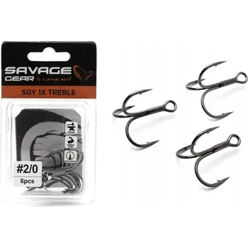 Rybářský háček Trojháčky na přívlač Savage Gear SGY 1X Treble, velikost 6, ks