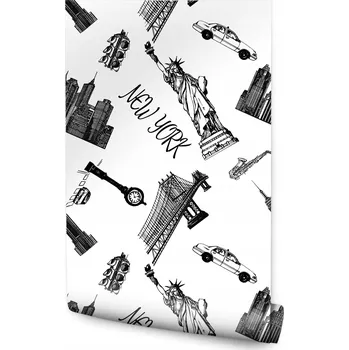 Fototapeta Tapeta pro mládež panorama New Yorku taxi most