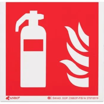 SAMOLEPKA ZNAČKA TABULKA BOZP FÓLIE HASICÍ PŘÍSTROJ S PLAMENEM | 10 x 10 cm | SVÍTÍCÍ