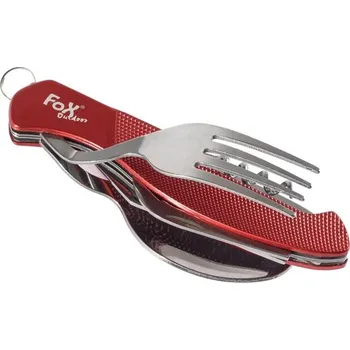 Kempingové nádobí Fox Outdoor Multifunkční příbor 6v1 červený