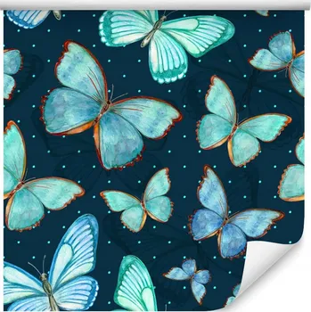 Tapeta Tapeta na zeď s puntíky, motýli, do dětského pokoje