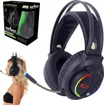 Sluchátka Sluchátka k PC s mikrofonem, náhlavní, drátová, USB, LED, MINI JACK 3,5 mm