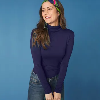 Dámské tričko Rolákové tričko ze strečové viskózy námořnická modrá 42/44