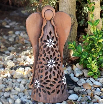 Svícen Keramický anděl se sedmikráskou 30 cm na svíčku Motiv: tmavý