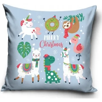 Povlak na dekorativní polštářek Povlak na polštář 40x40 polštář vánoční zvířátka lama jednorožec dinosaurus