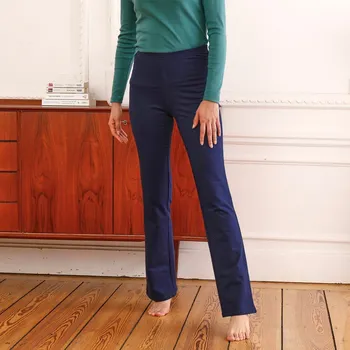 Dámské legíny Hřejivé bootcut legíny z česaného moltonu nám.modrá 38/40