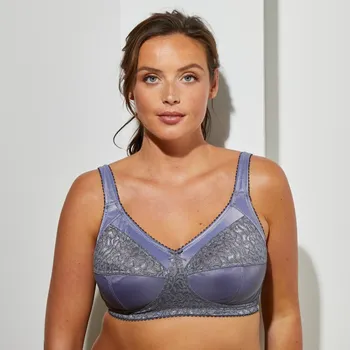 Podprsenka Podprsenka pro větší poprsí z úpletu a krajky, bez kostic antracitová 110E