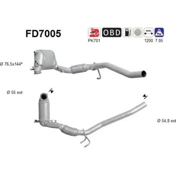 Filtr pevných částic Filtr sazových částic, výfukový systém AS FD7005