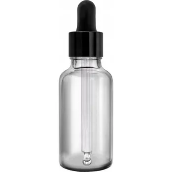 Láhev SKLENĚNÁ LÁHEV 30ML ČIRÁ S ČERNÝM KAPÁTKEM