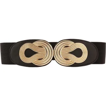 Opasek Pružný opasek s dvojitou sponou ve zlaté barvě černá 36/42