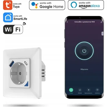 Elektrická zásuvka Wi-Fi zásuvka do zdi Tuya s měřením spotřeby energie